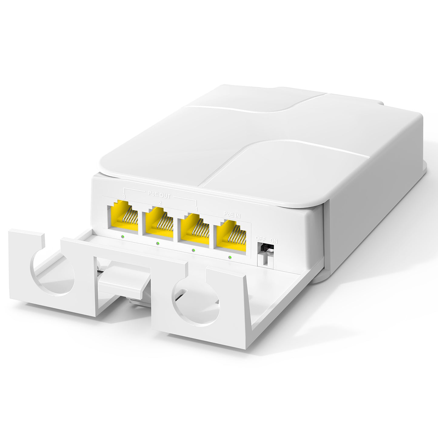 Outdoor Gigabit PoE Extender 1 in 3 Out, VunLink Waterproof 4-Port PoE Repeater, IEEE 802.3af/at, 100m (328ft) Extension, Plug & Play, VLAN, Wall Mount for IP Camera, AP, NVR, Surveillance System