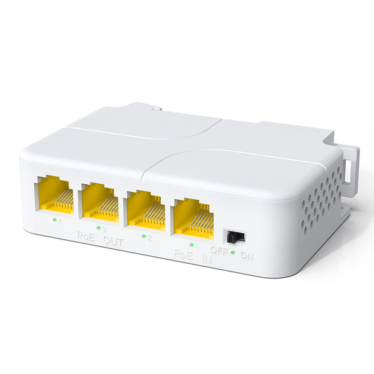 Gigabit PoE Extender 1 in 3 Out, VunLink 4-Port 1000Mbps PoE Repeater, IEEE 802.3af/at 30W, 100m (328ft) Extension, VLAN, Plug & Play, Wall Mount & DIN Rail Design for IP Camera, AP, NVR, VoIP Phone