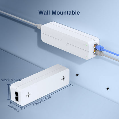 2.5Gb PoE++ Injector 60W,VunLink Single Port Multi-Gig Power Over Ethernet Adapter, IEEE 802.3af/at/bt, 10/100/1000/2500Mbps for WiFi 6 Access Point, PTZ Camera, Plug & Play, Up to 100m