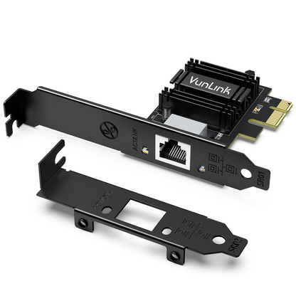 VunLink 2.5Gb PCIe Network Card, Realtek RTL8125B LAN Adapter, 2.5Gbps/1Gbps/100Mbps NIC Card for Desktop PCs, Gaming, Windows & Linux Compatible
