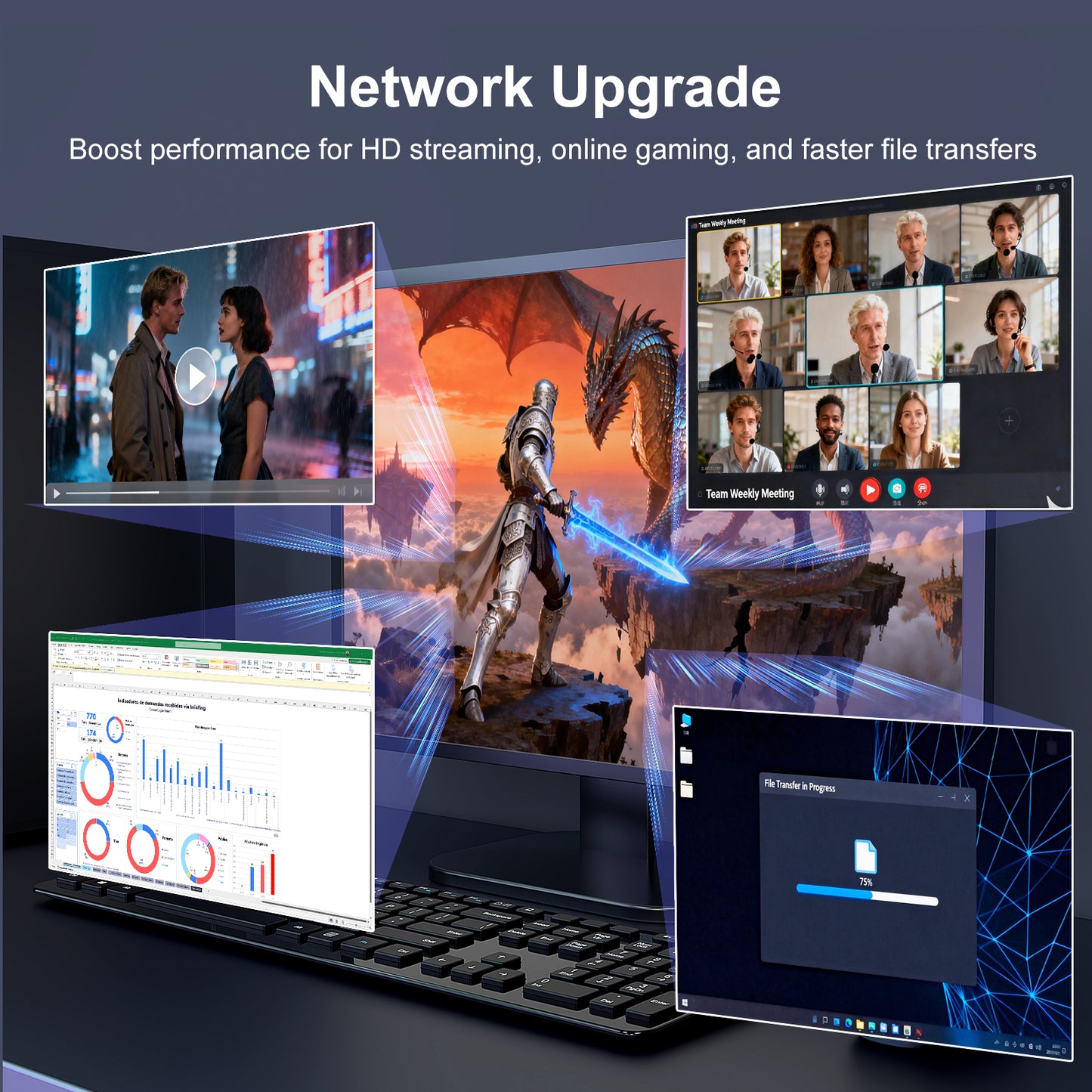 VunLink 2.5Gb PCIe Network Card, Realtek RTL8125B LAN Adapter, 2.5Gbps/1Gbps/100Mbps NIC Card for Desktop PCs, Gaming, Windows & Linux Compatible